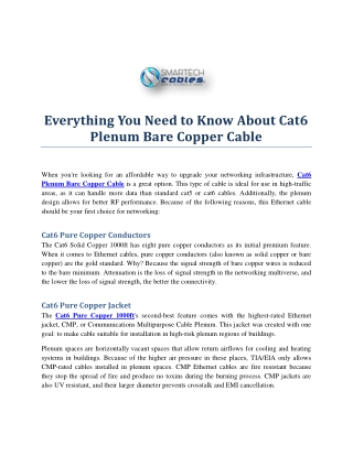 Everything You Need to Know About Cat6 Plenum Bare Copper Cable
