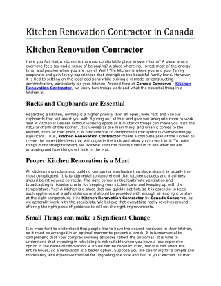 Kitchen Renovation Contractors at your Service!
