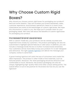 Why Choose Custom Rigid Boxes