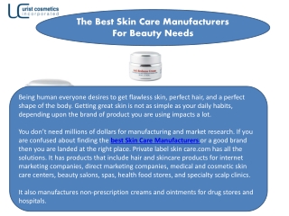 The Best Skin Care Manufacturers For Beauty Needs