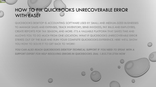 An easy way to fix QuickBooks Unrecoverable Error