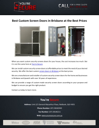 Best Custom Screen Doors in Brisbane at the Best Prices