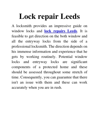 lock repairs Leeds