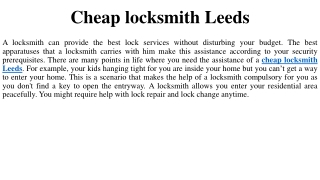 Cheap locksmith Leeds