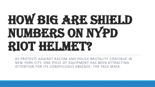 How big are shield numbers on NYPD riot