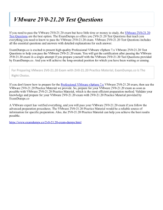 VMware 2V0-21.20 Test Questions