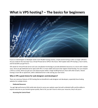 What is VPS hosting – The basics for beginners