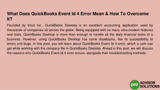 The Complete Guide What does the QuickBooks Event Id 4 error mean and how to fi
