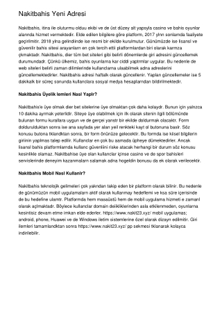 Nakitbahis Yeni Adresi