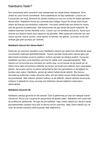 Nakitbahis Nedir?