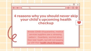4 reasons why you should never skip your child’s upcoming health checkup