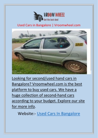 Used Cars in Bangalore | Vroomwheel.com