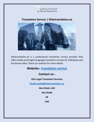 Translation Service | Elitetranslation.ae