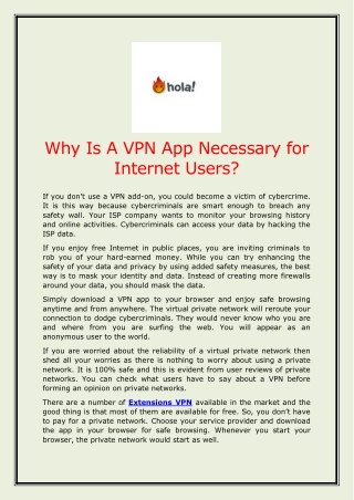 Why Is A VPN App Necessary for Internet Users