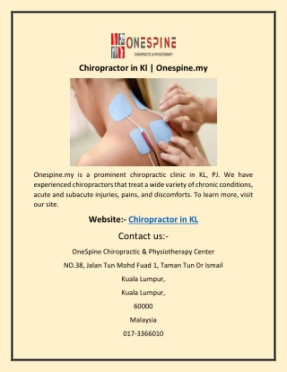 Chiropractor in Kl  Onespine.my