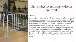 What Makes Event Barricades So Important ?
