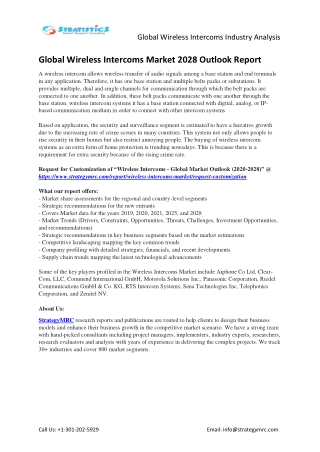 Global Wireless Intercoms Industry Forecasts Report Analysis