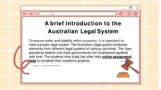 A brief introduction to the Australian Legal System