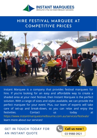 Hire Festival Marquee at Competitive Prices
