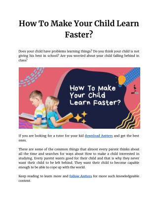 How To Make Your Child Learn Faster_