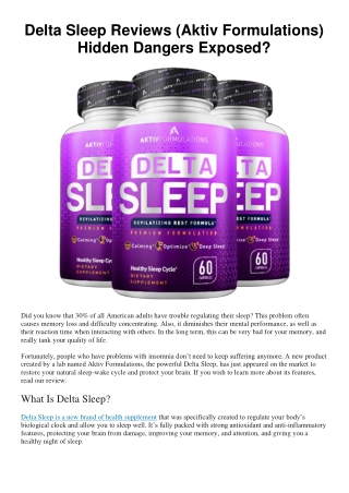 Aktiv Formulations Delta Sleep Reviews