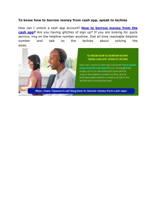 To know how to borrow money from cash app, speak to techies