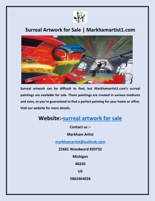 Surreal Artwork for Sale | Markhamartist1.com