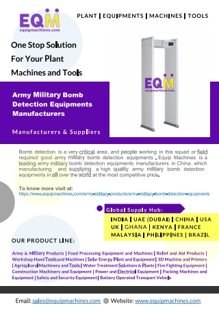 Army Military Bomb Detection Equipments Manufacturers