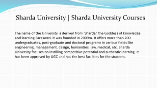 Sharda University | Sharda University Courses