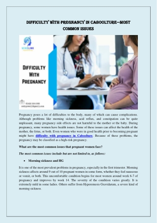 Difficulty with pregnancy in Caboolture-most common issues