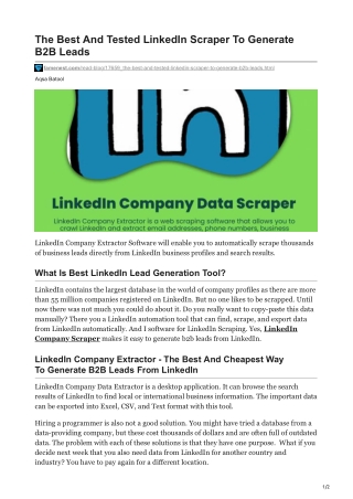 The Best And Tested LinkedIn Scraper To Generate B2B Leads