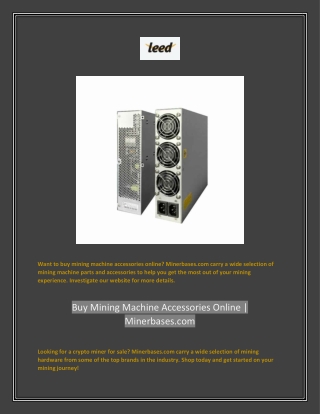 Buy Mining Machine Accessories Online | Minerbases.com