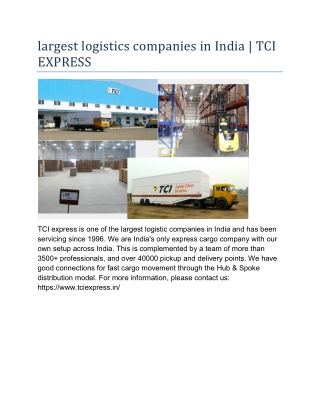plargest logistics companies in India | TCI EXPRESSdf 1