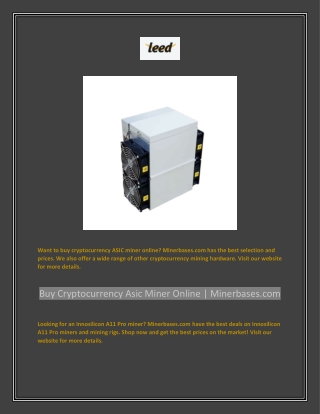 Buy Cryptocurrency Asic Miner Online | Minerbases.com