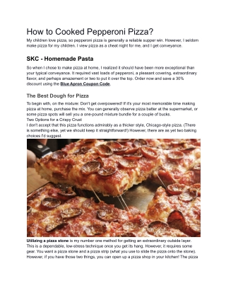 How to Cooked Pepperoni Pizza