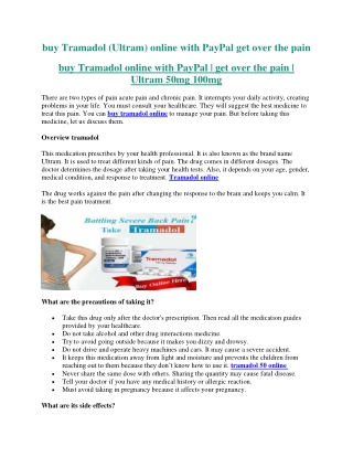 buy Tramadol (Ultram) online with PayPal get over the pain