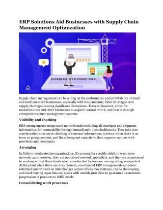 ERP Solutions Aid Businesses with Supply Chain Management Optimization