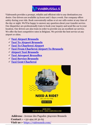 Taxi To Airport Brussels