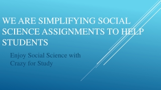 Crazy For Study | Social Science textbooks solution manuals | Assignment Help