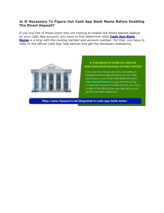 Figure Out Cash App Bank Name Before Enabling The Direct Deposit