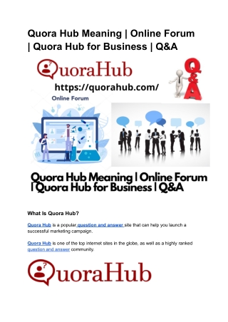 Quora Hub Meaning _ Online Forum _ Quora Hub for Business _ Q&A
