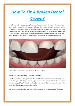 How To Fix A Broken Dental Crown