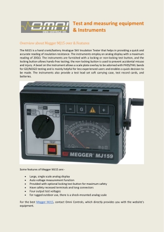 Test and measuring equipment & Instruments