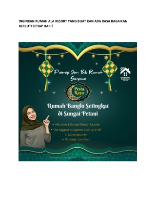 INGINKAN RUMAH ALA RESORT YANG BUAT KAN ADA RASA BAGAIKAN BERCUTI SETIAP HARI