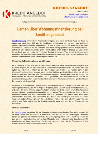 Lernen Über Wohnungsfinanzierung bei kredit-angebot.at