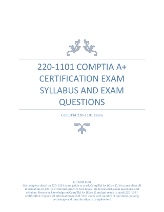 220-1101 CompTIA A  Certification Exam Syllabus and Exam Questions