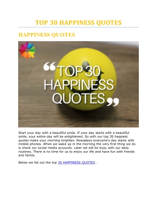TOP 30 HAPPINESS QUOTES