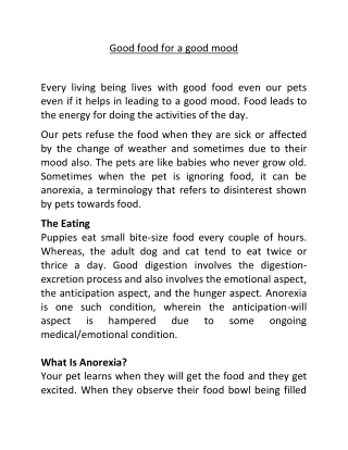 Good food for good mood