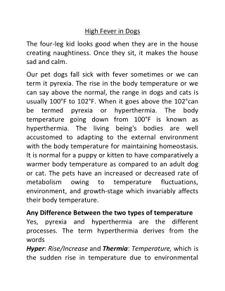 High Fever in Dogs