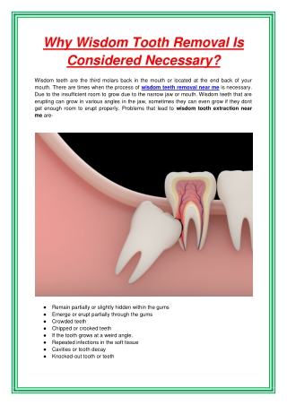 Why Wisdom Tooth Removal Is Considered Necessary